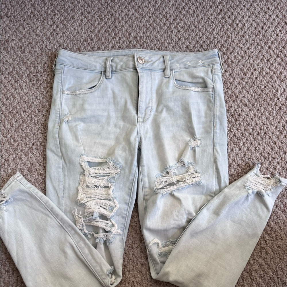American Eagle Outfitters Blue Skinny Jeans Distressed